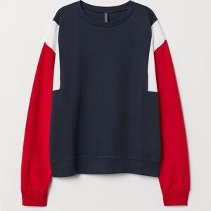 H&M Colorblock Navy and Red Sweater L